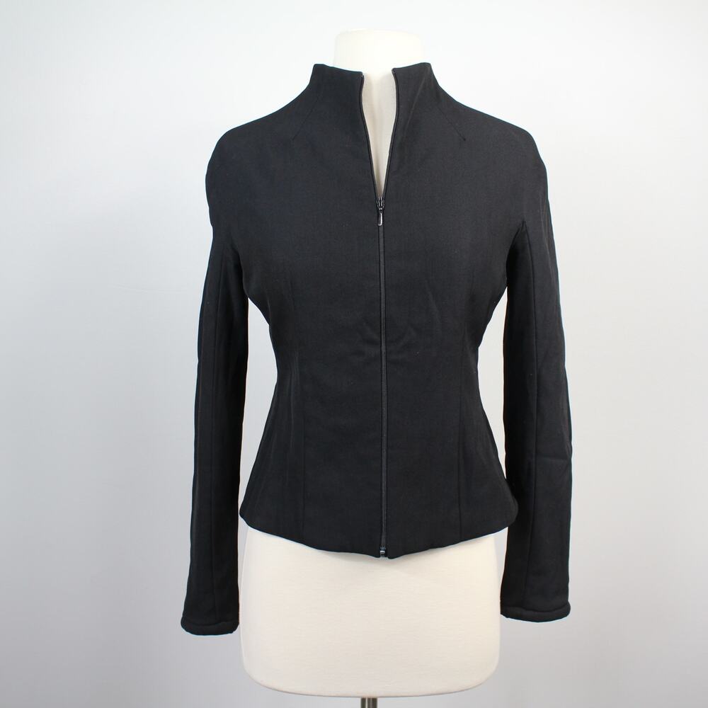 Vintage Moschino Cheap and Chic Black Virgin Wool-Blend Zip Jacket